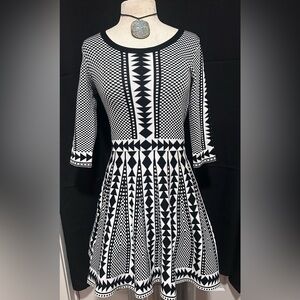 Geometric Black and White Dress